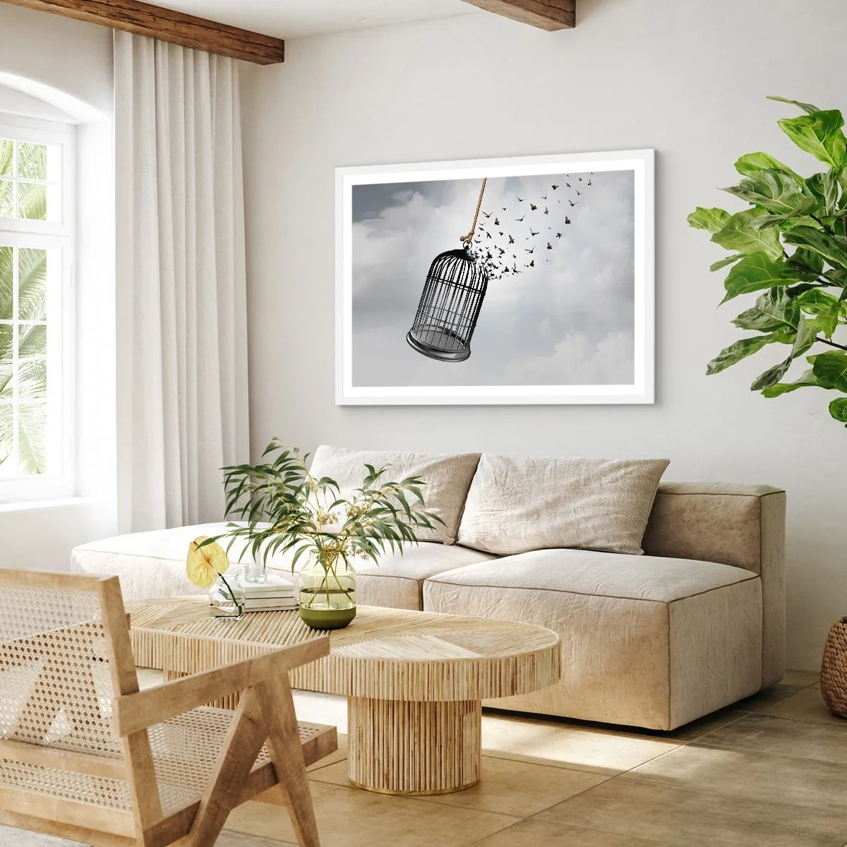 Affiche dans un cadre blanc - Poster - Foie...Espoir...Liberté! - 40x30 cm