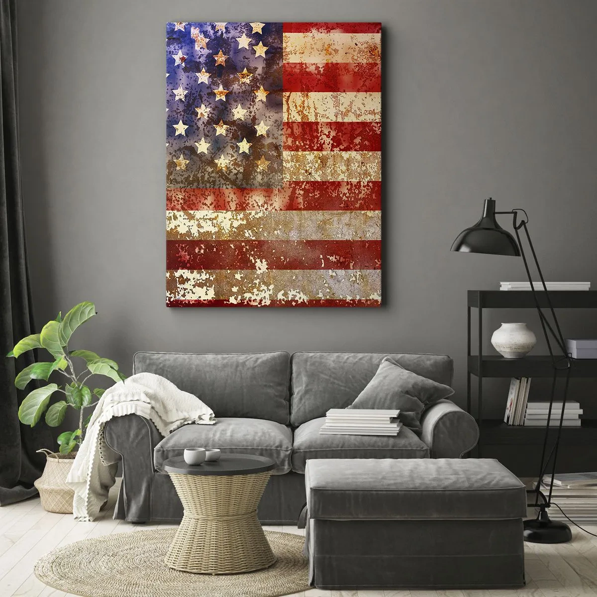 Impression sur toile - Image sur toile - Drapeau américain stylisé avec un effet vieilli - 50x70cm - La gloire ne s'efface pas - Décoration murale moderne pour le salon et la chambre ARTTOR