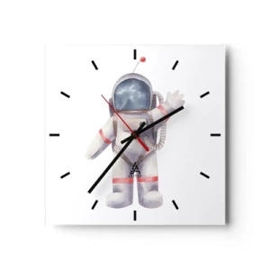Horloge murale - Pendule murale - Astronaute de style aquarelle sur fond blanc - 30x30cm - C'est tout pour le moment! - Décoration murale moderne pour le salon et la chambre ARTTOR