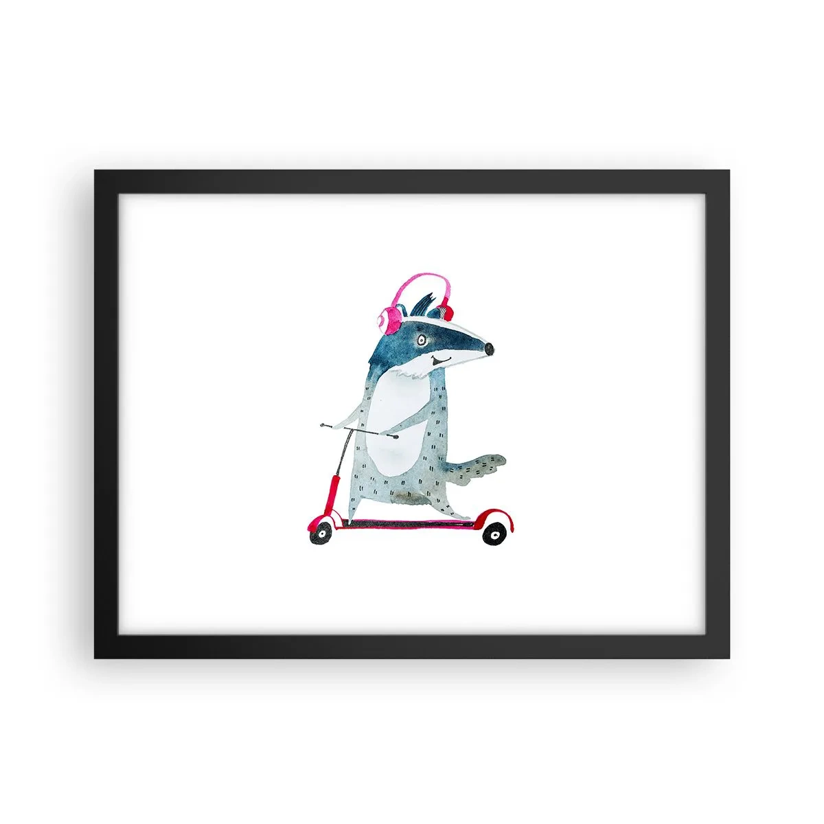 Affiche dans un cadre noir - Poster - La joie du blaireau - 40x30 cm