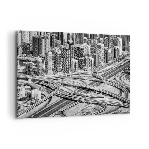 Impression sur toile - Image sur toile - Une vue plongeante sur Dubaï - 100x70cm - Dubaï - la ville impossible - Décoration murale moderne pour le salon et la chambre ARTTOR