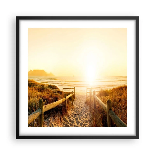 Affiche dans un cadre noir - Poster - A travers la dune, vers le soleil - 50x50 cm