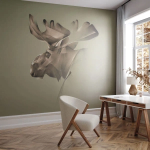Papier Peint Photo Premium Sand - Une illustration moderne d'un élan dans un style minimaliste - 100x70cm - La douce force de la paix - Décoration murale moderne pour le salon et la chambre ARTTOR