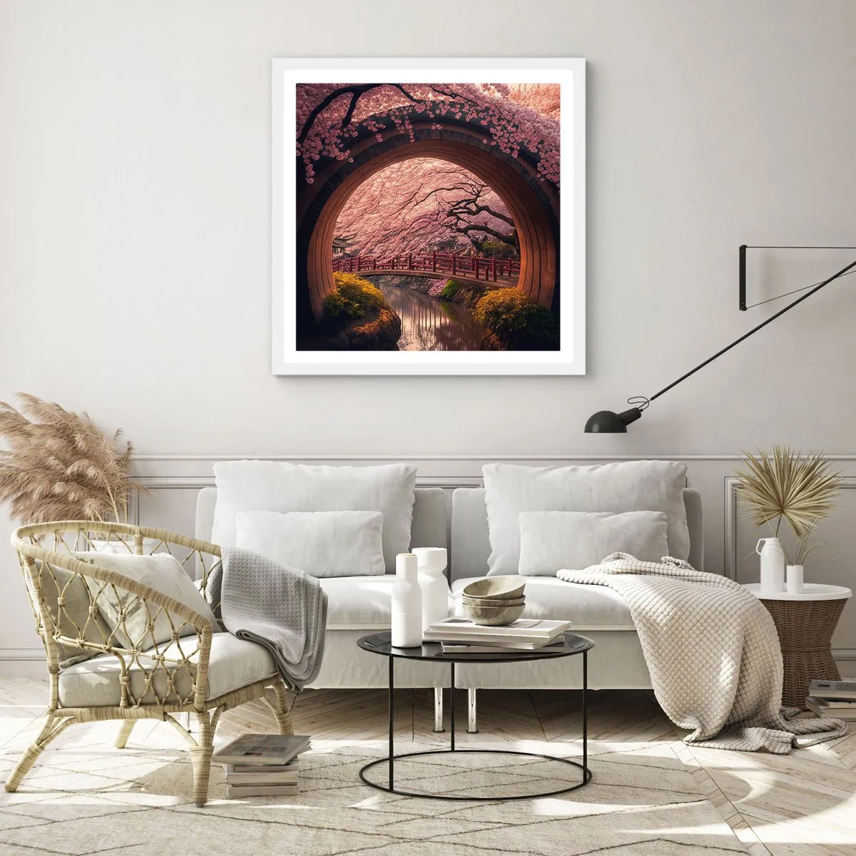 Affiche dans un cadre blanc - Poster - Printemps japonais - 30x30 cm