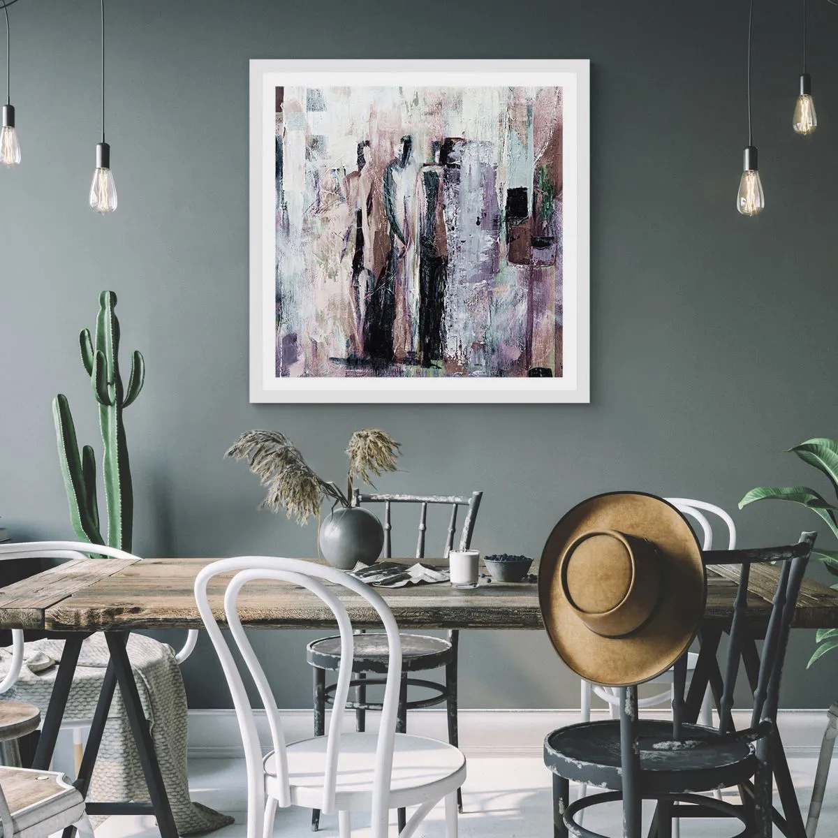 Affiche dans un cadre blanc - Poster - Les trois mystérieux - 50x50 cm