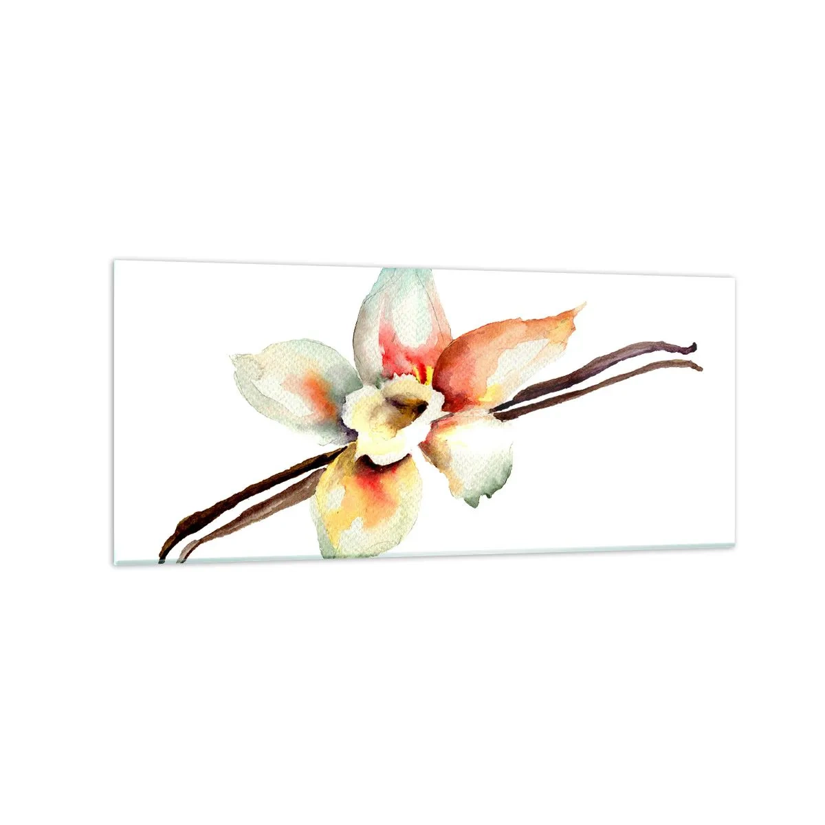 Impression sur verre - Image sur verre - Illustration florale à l'aquarelle aux couleurs pastel - 120x50cm - Douceur de couleur renversée - Décoration murale moderne pour le salon et la chambre ARTTOR