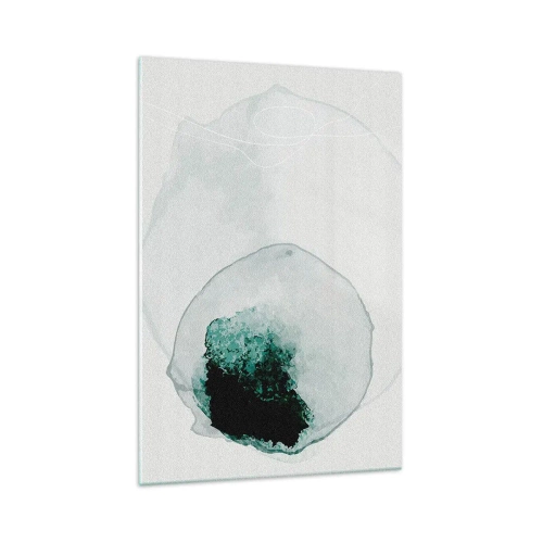 Impression sur verre - Image sur verre - Goutte d'eau abstraite avec des nuances de vert et de noir - 70x100cm - Dans une goutte d'eau - Décoration murale moderne pour le salon et la chambre ARTTOR