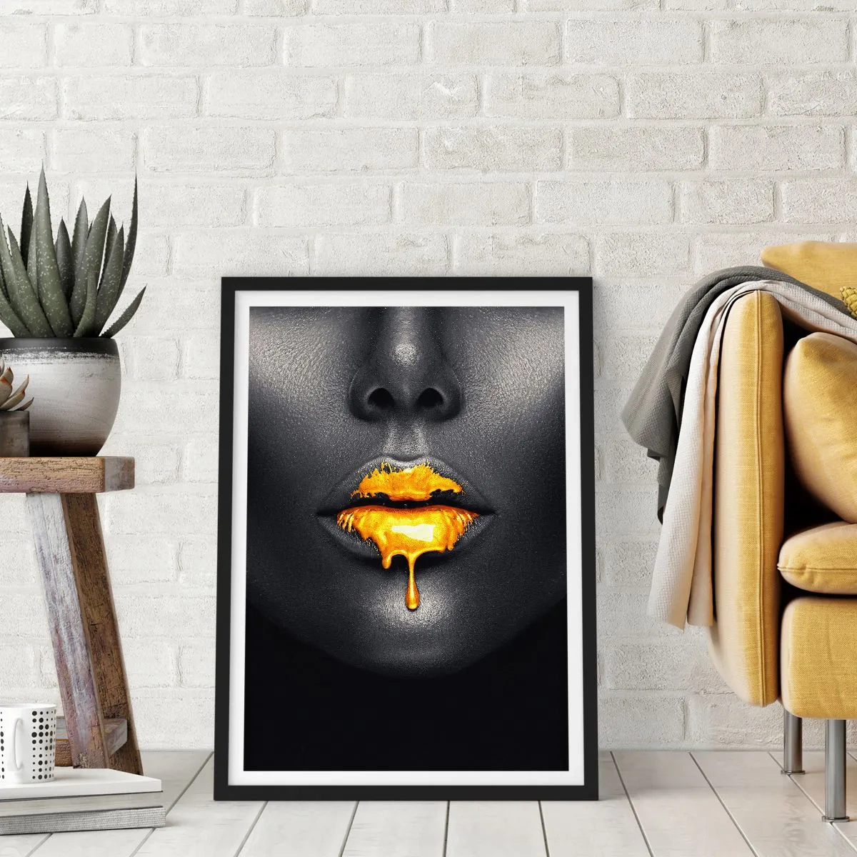 Affiche dans un cadre noir - Poster - Bouche d'or - 40x50 cm