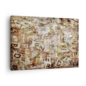 Impression sur toile - Image sur toile - Composition abstraite avec lettres et fragments de texte - 70x50cm - J'unifie le bavardage - Décoration murale moderne pour le salon et la chambre ARTTOR