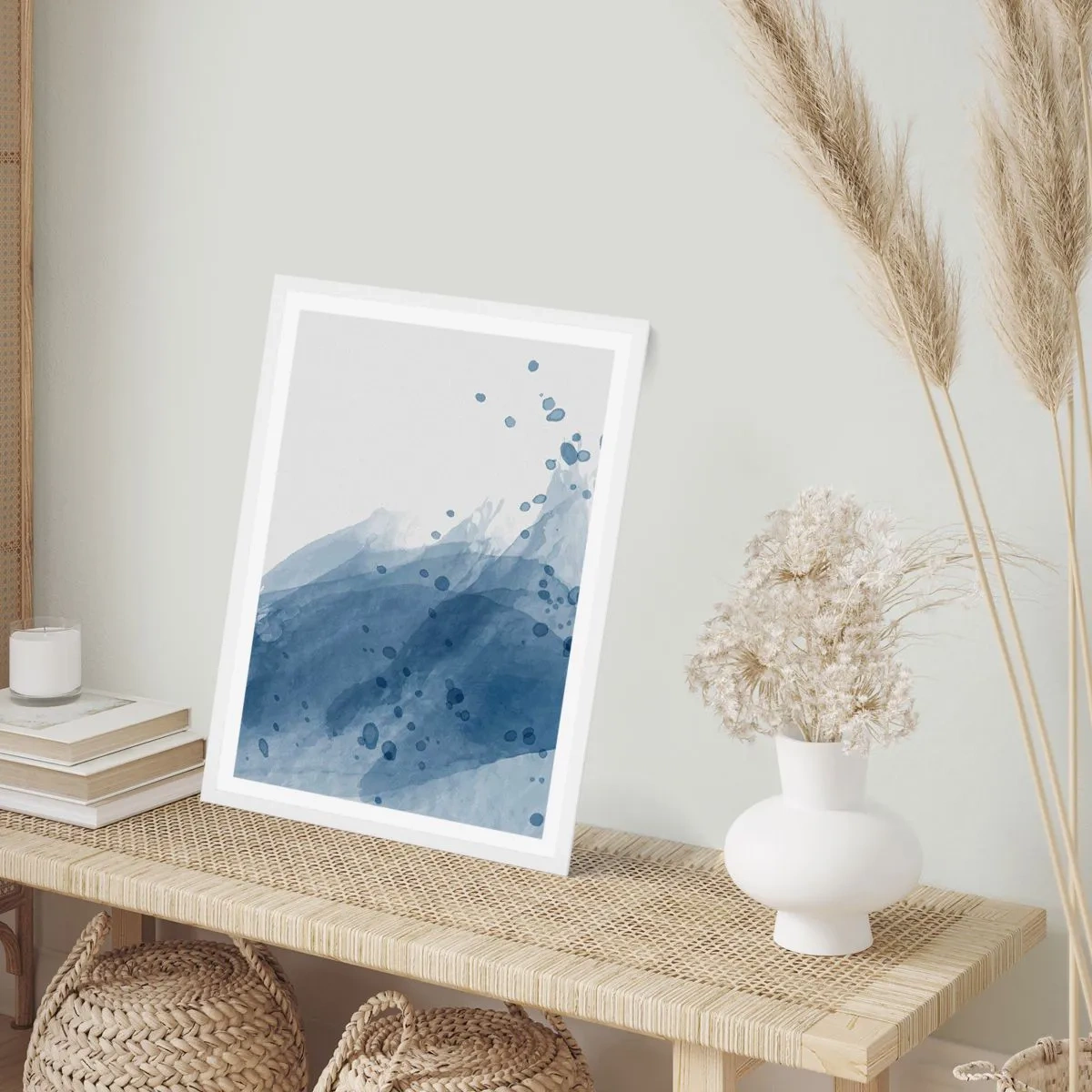 Affiche dans un cadre blanc - Poster - Tulle bleu - 50x70 cm