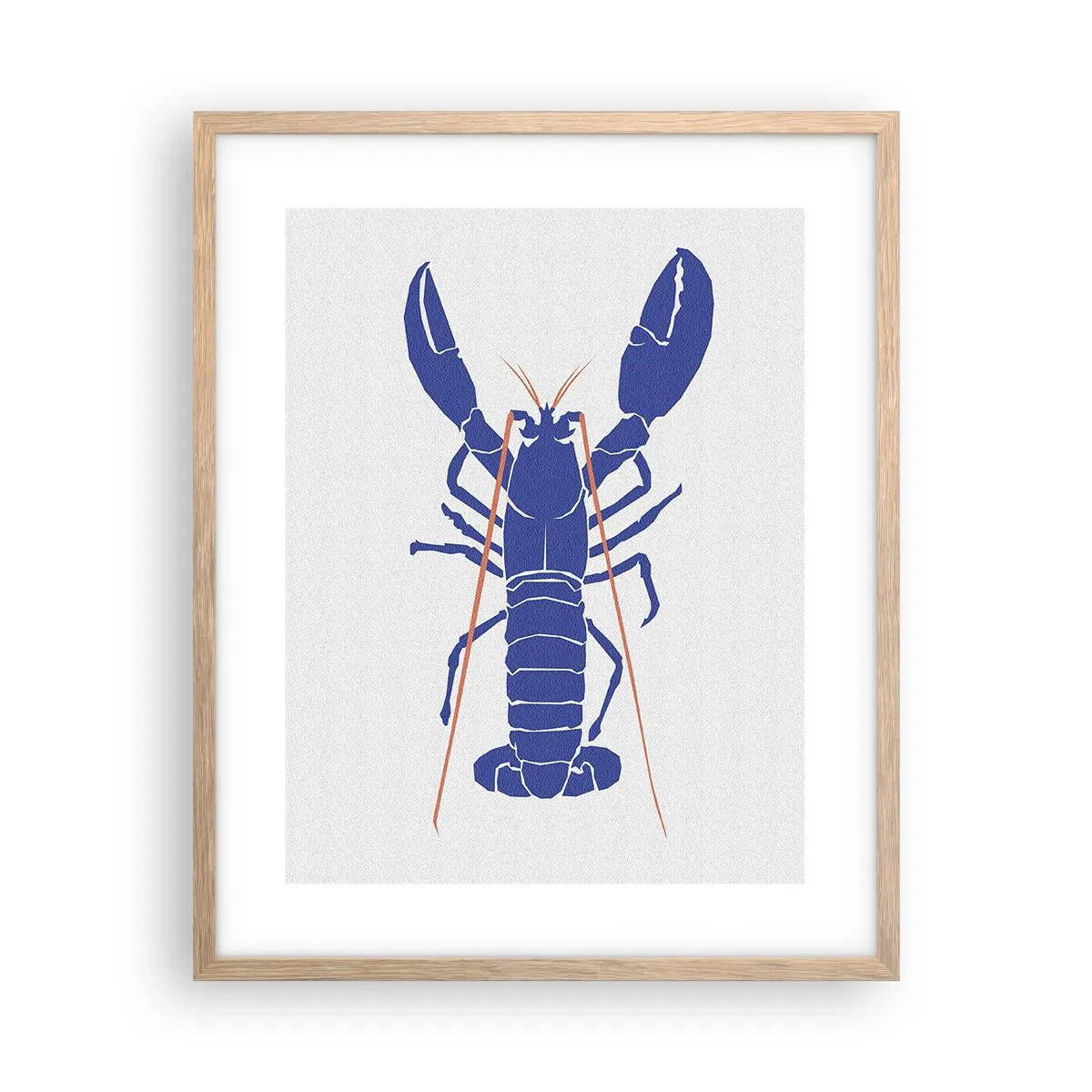 Affiche dans un chêne clair - Poster - Homard exquis en bleu marine - 40x50 cm