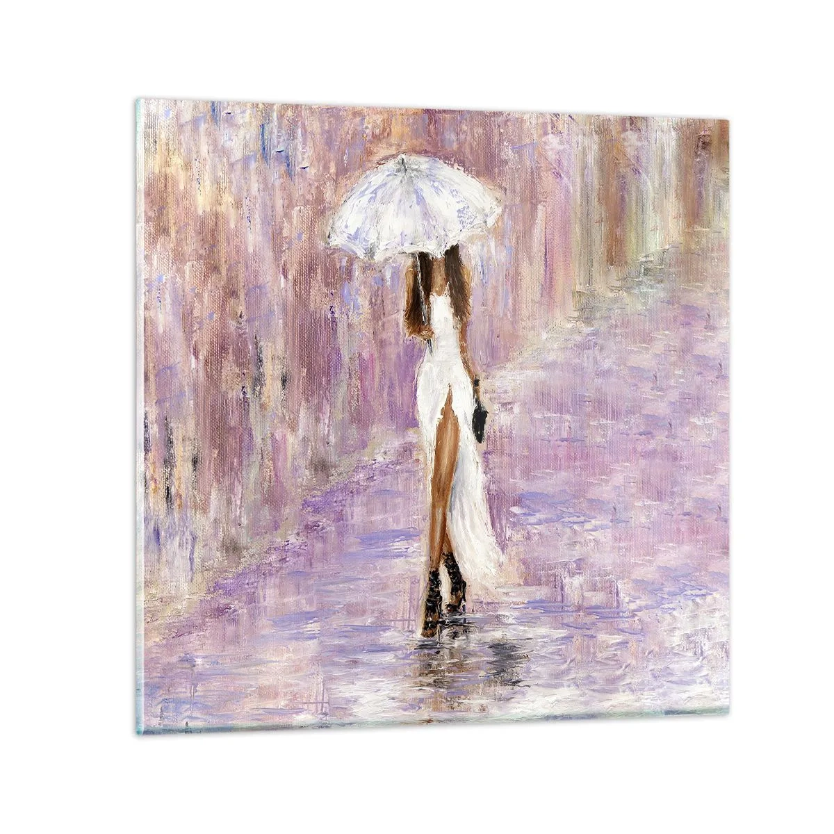 Impression sur verre - Image sur verre - Sous la pluie lilas - 40x40 cm