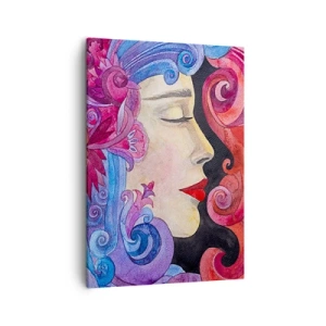 Impression sur toile - Image sur toile - Profil coloré d'une femme dans un style artistique - 50x70cm - L'Art Nouveau est toujours vivant - Décoration murale moderne pour le salon et la chambre ARTTOR