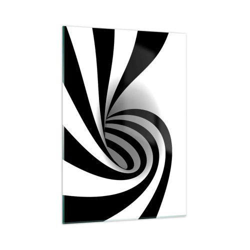Impression sur verre - Image sur verre - Spirale abstraite en noir et blanc avec une forme dynamique - 50x70cm - Et pourtant ça tourne - Décoration murale moderne pour le salon et la chambre ARTTOR