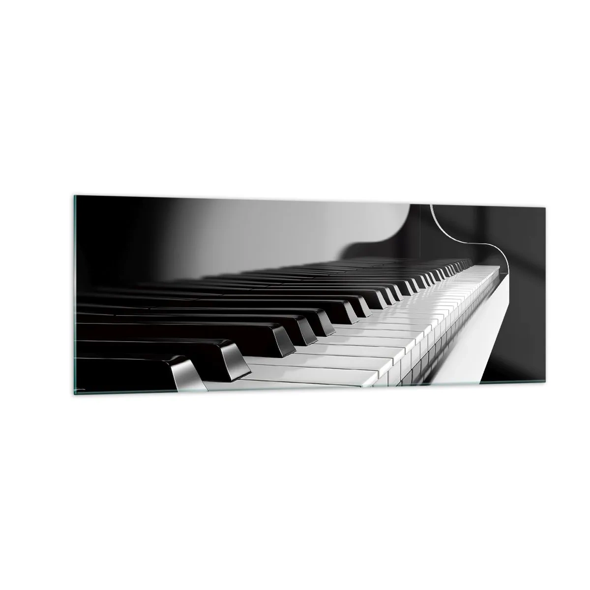 Impression sur verre - Image sur verre - Touches de piano dans une élégante photo en noir et blanc - 140x50cm - Harmonie des formes et des couleurs - Décoration murale moderne pour le salon et la chambre ARTTOR
