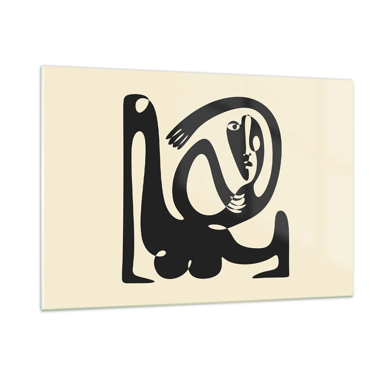 Impression sur verre - Image sur verre - Portrait abstrait dans un style rappelant Picasso - 120x80cm - Presque du Picasso - Décoration murale moderne pour le salon et la chambre ARTTOR