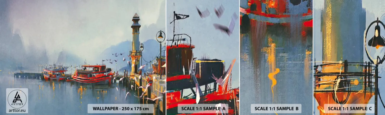 Échantillon De Papier Peint Standard Eco - Na końcu świata - Paysage, port, Phare - 100x30 cm