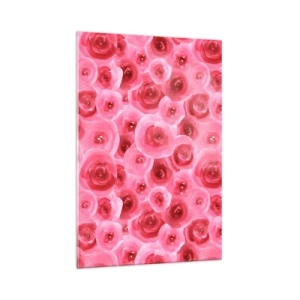 Impression sur verre - Image sur verre - Roses délicates dans des tons pastel de rose - 70x100cm - Roses en-haut et en-bas - Décoration murale moderne pour le salon et la chambre ARTTOR