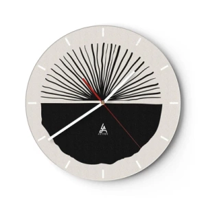Horloge murale - Pendule murale - Un motif d'éventail noir sur fond clair dans un style minimaliste - 30x30cm - Une gamme de possibilités - Décoration murale moderne pour le salon, la cuisine et la chambre ARTTOR