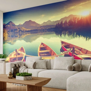 Papier Peint Photo Premium Sand - Vivre selon ses règles - Paysage, Montagnes, Lac - 500x350 cm