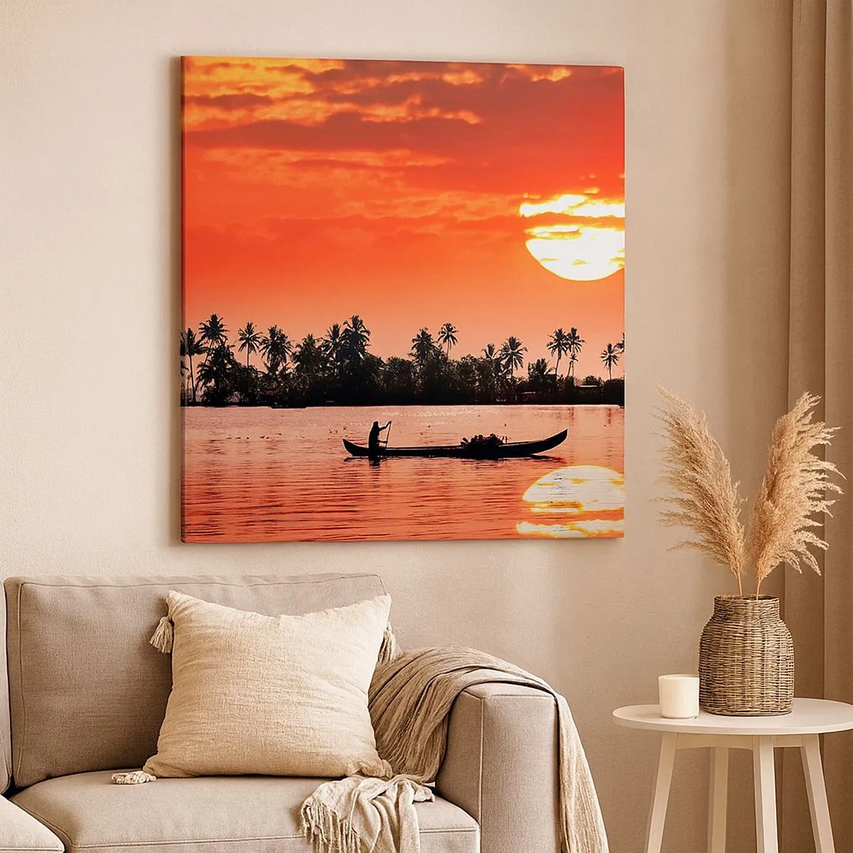 Impression sur toile - Image sur toile - La tranquillité des tropiques au coucher du soleil - 30x30 cm