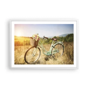 Affiche dans un cadre blanc - Poster - Je vais rester un petit moment - 70x50 cm