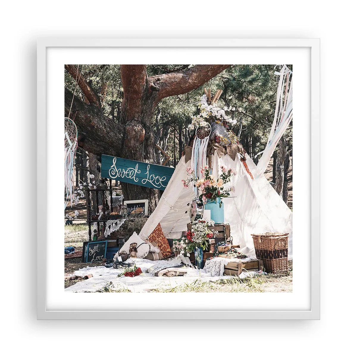 Affiche dans un cadre blanc - Poster - Make love… - 50x50 cm