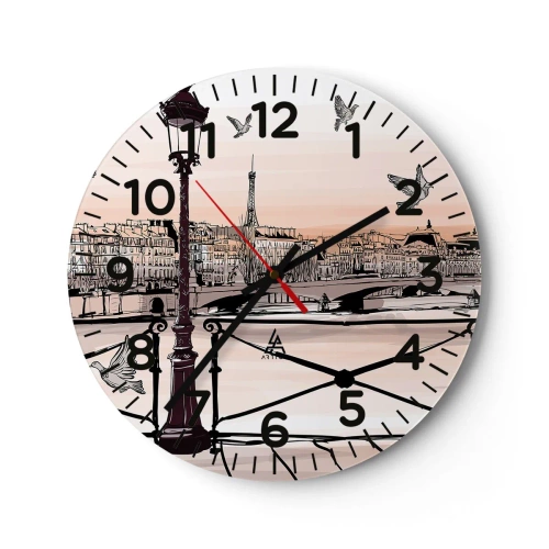 Horloge murale - Pendule murale - Sur les toits de Paris - 40x40 cm