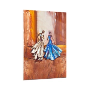 Impression sur verre - Image sur verre - Personnages en robes de soirée dans un style artistique - 70x100cm - Un duo reconnaissant - Décoration murale moderne pour le salon et la chambre ARTTOR