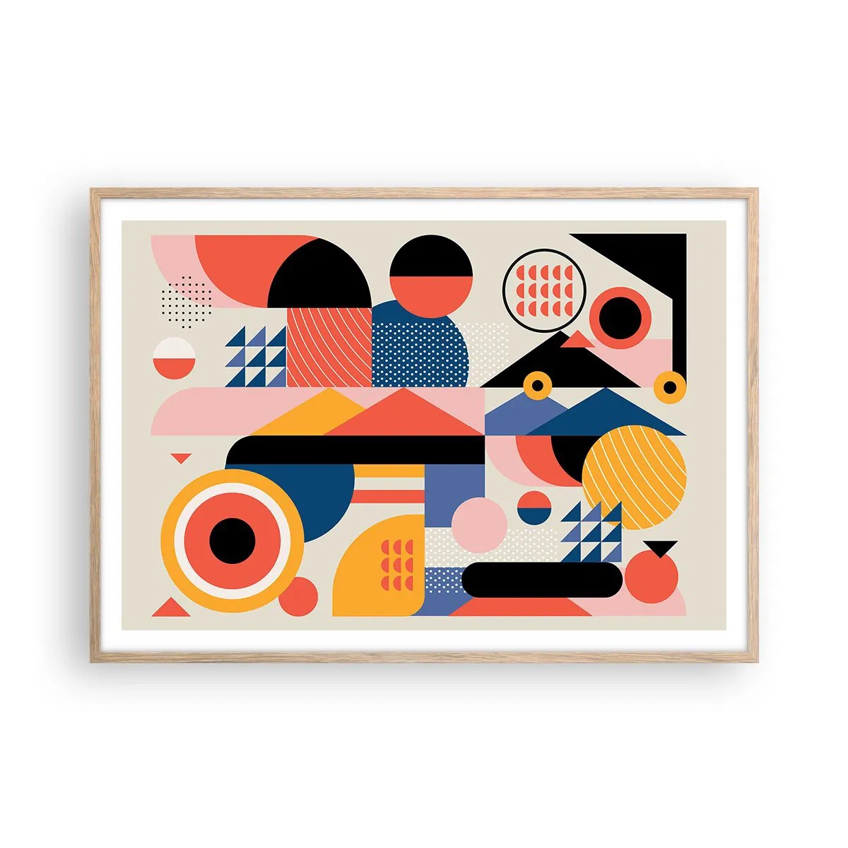 Affiche dans un chêne clair - Poster - Composition : jouer - 100x70 cm