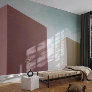 Papier peint sur mesure Autocollant Deluxe - La géométrie d'un été ensoleillé - Bâtiments, Architecture, Tridimensionnel