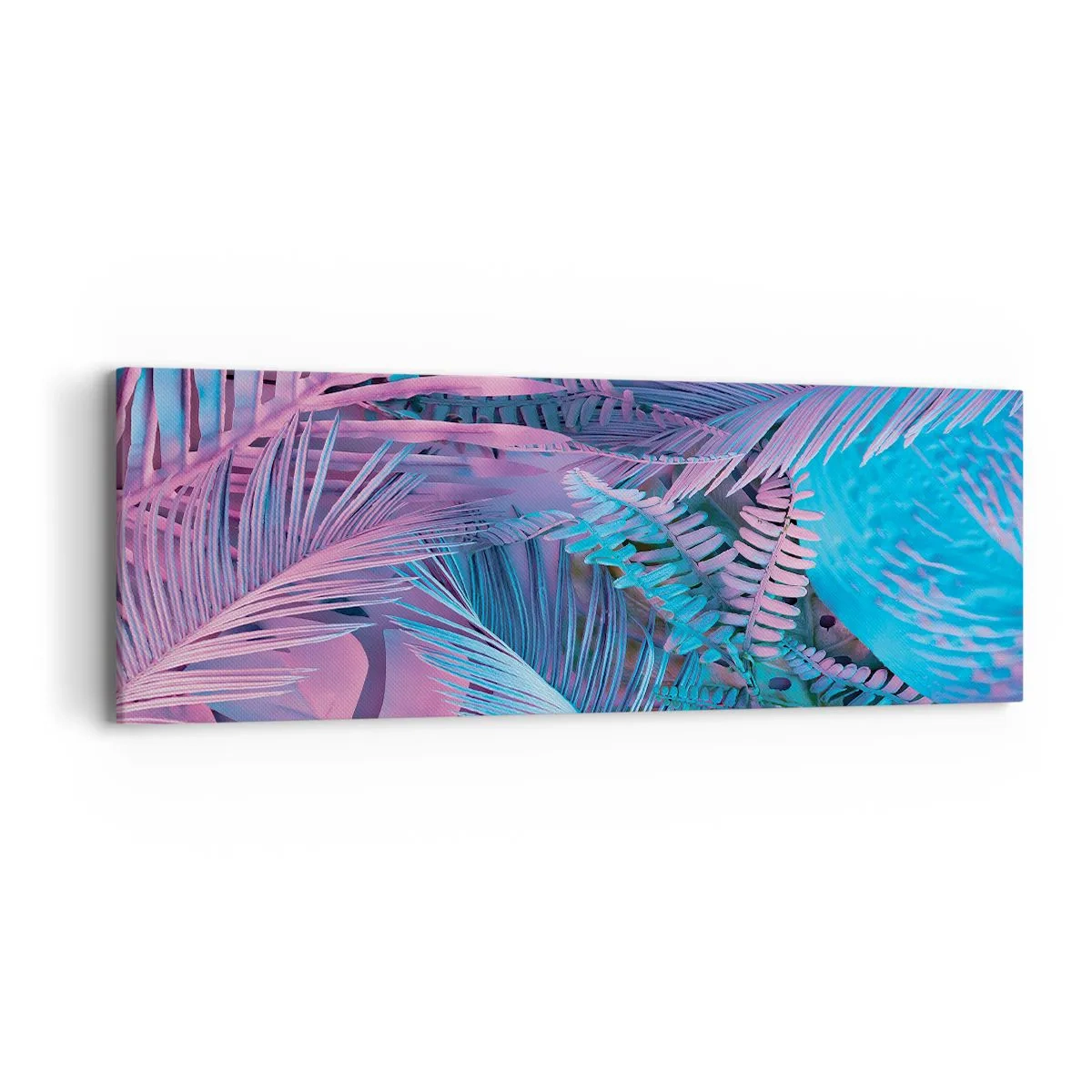 Impression sur toile - Image sur toile - Les tropiques en rose et bleu - 90x30 cm