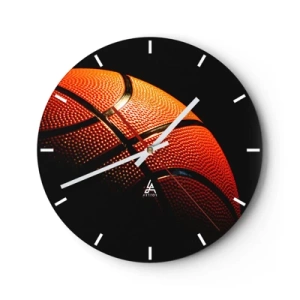Horloge murale - Pendule murale - Basket-ball sur fond sombre - 30x30cm - Belle comme une planète - Décoration murale moderne pour le salon, la cuisine et la chambre ARTTOR