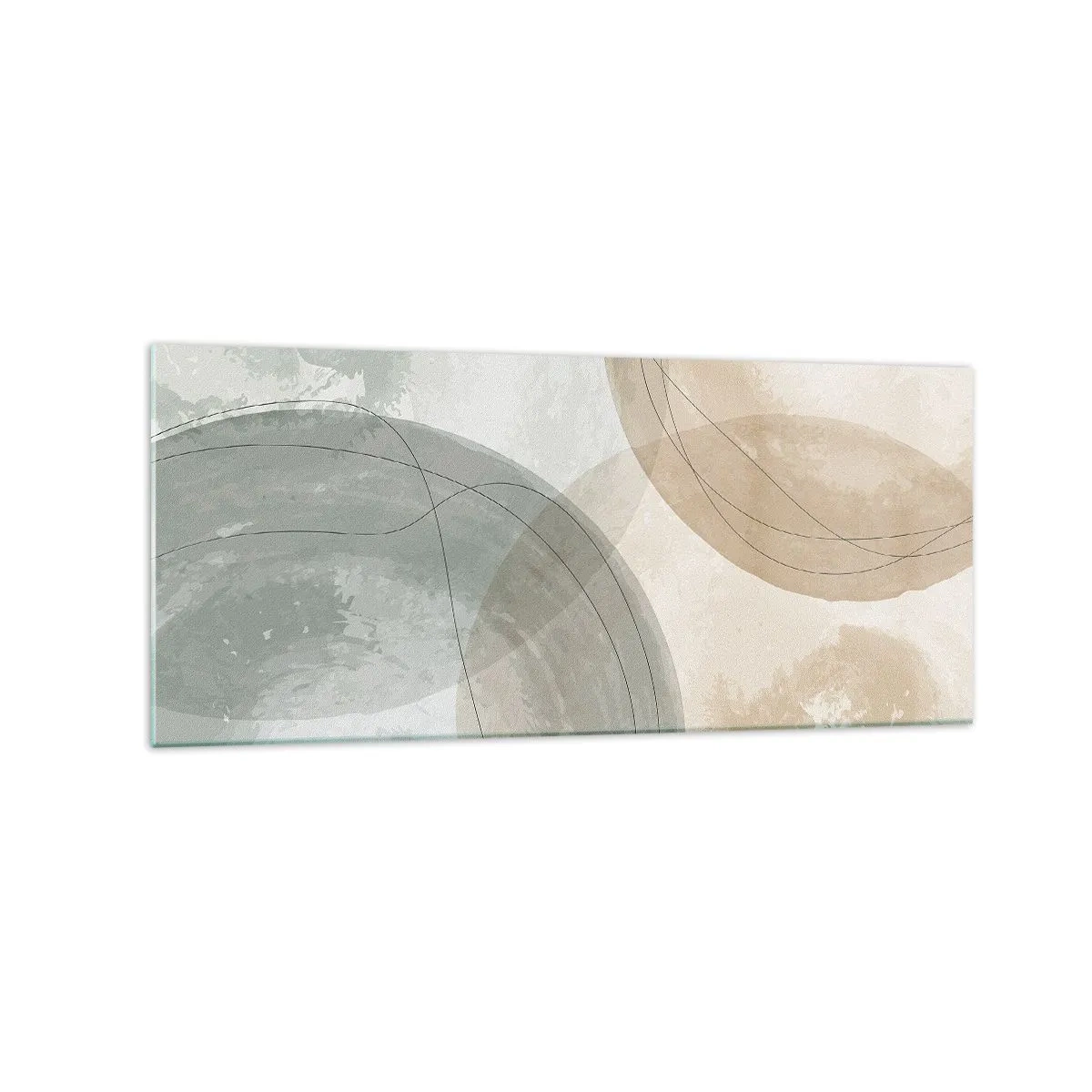 Impression sur verre - Image sur verre - Composition abstraite aux couleurs pastel avec des lignes - 120x50cm - Mondes pénétrants - Décoration murale moderne pour le salon et la chambre ARTTOR