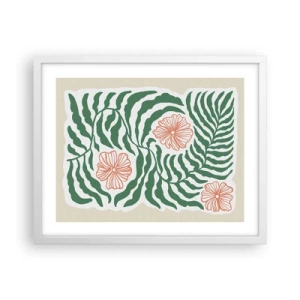 Affiche dans un cadre blanc - Poster - Fleurit en vert - 50x40 cm