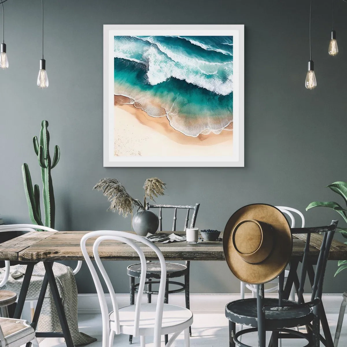 Affiche dans un cadre blanc - Poster - La rencontre éternelle - 50x50 cm