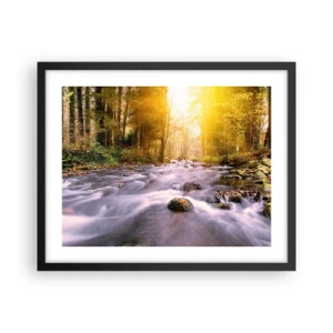 Affiche dans un cadre noir - Poster - Malachite dans un cadre argent et or - 50x40 cm