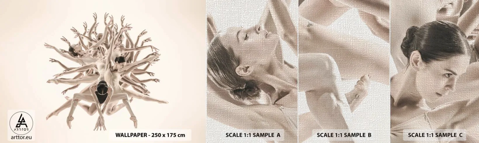 Échantillon de Papier Peint Premium Canvas - S'épanouir en danse - Abstraction, Morceau, Ballet - 100x30 cm