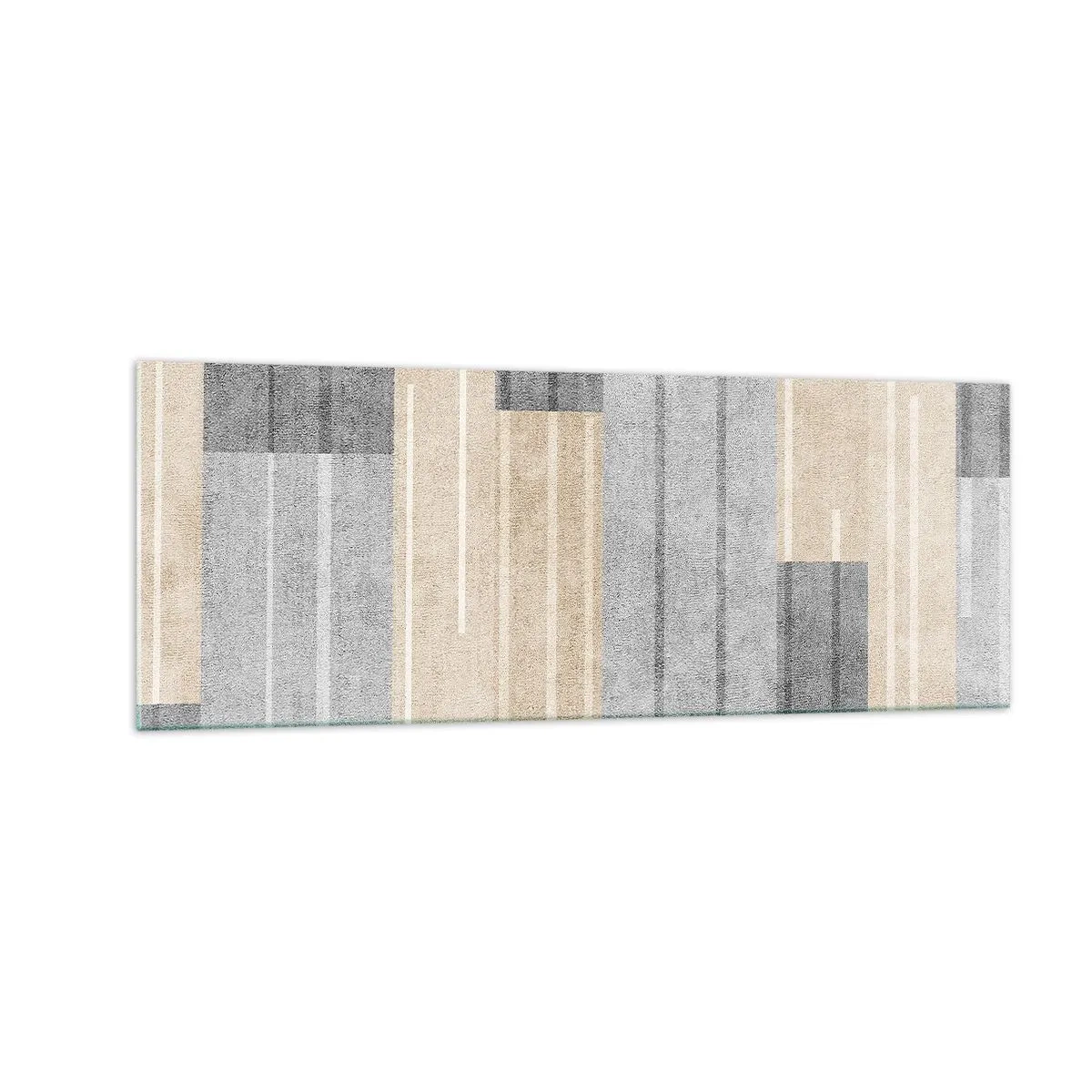 Impression sur verre - Image sur verre - Composition géométrique dans les tons de gris et de beige - 140x50cm - Composition : se tenir droit - Décoration murale moderne pour le salon et la chambre ARTTOR