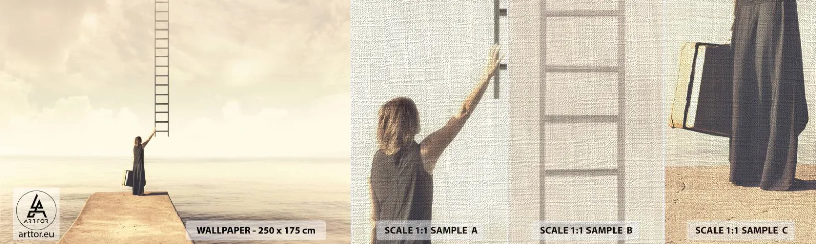 Échantillon de Papier Peint Premium Canvas - Voyage magique - Abstraction, Femme, Échelle - 100x30 cm