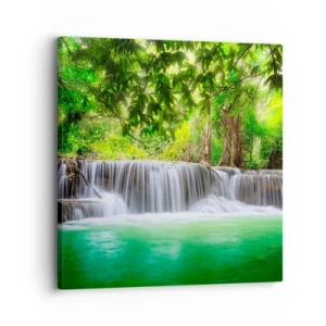 Impression sur toile - Image sur toile - Une cascade de vert - 30x30 cm