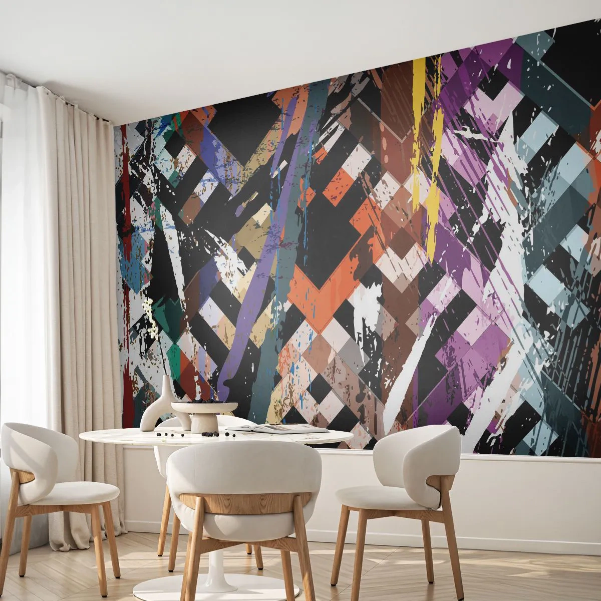 Papier Peint Autocollant Deluxe Sticker - Se mettre au carré - Abstraction, Morceau, Modèle moderne - 450x315 cm