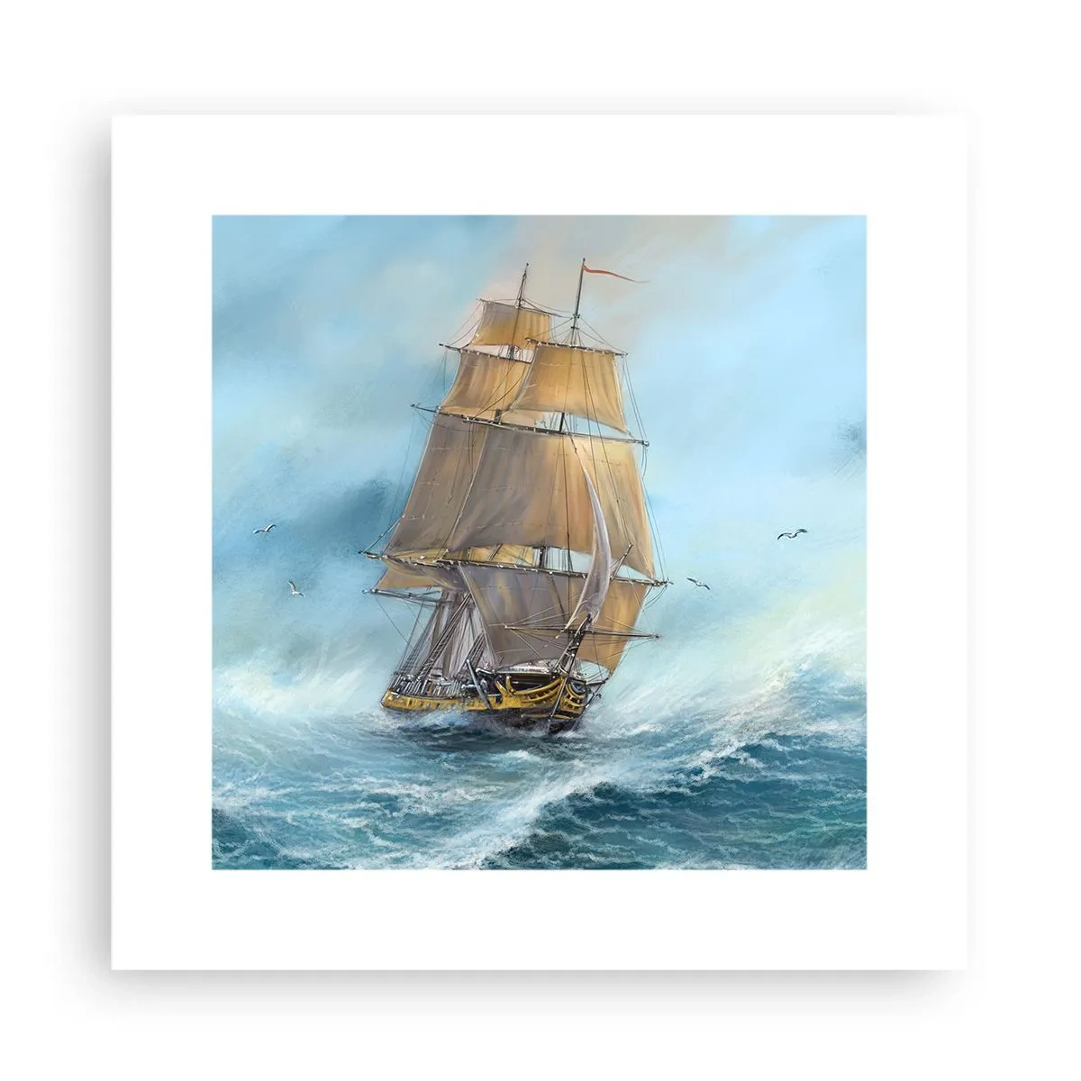 Affiche - Poster - Se précipitant sur les vagues - 30x30 cm