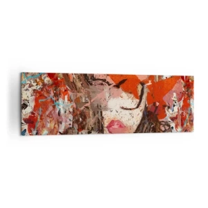 Impression sur toile - Image sur toile - Portrait abstrait d'une femme aux couleurs intenses - 160x50cm - Personne ne sait ce que tu es vraiment - Décoration murale moderne pour le salon et la chambre ARTTOR