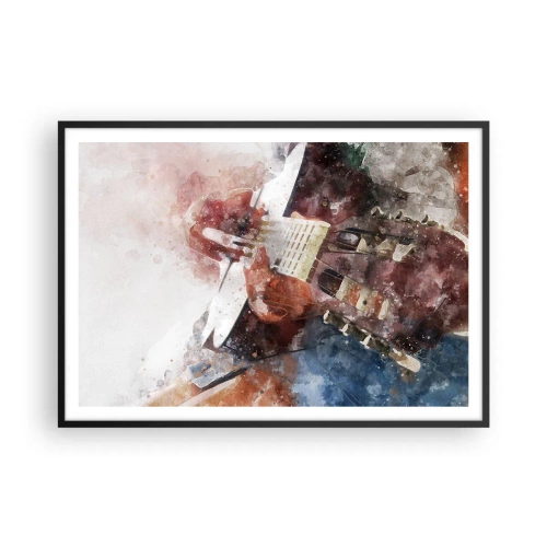 Affiche dans un cadre noir - Poster - Une interprétation artistique d'une guitare dans un style aquarelle - 100x70cm - Et qu'en pensez-vous ? - Décoration murale moderne pour le salon et la chambre ARTTOR