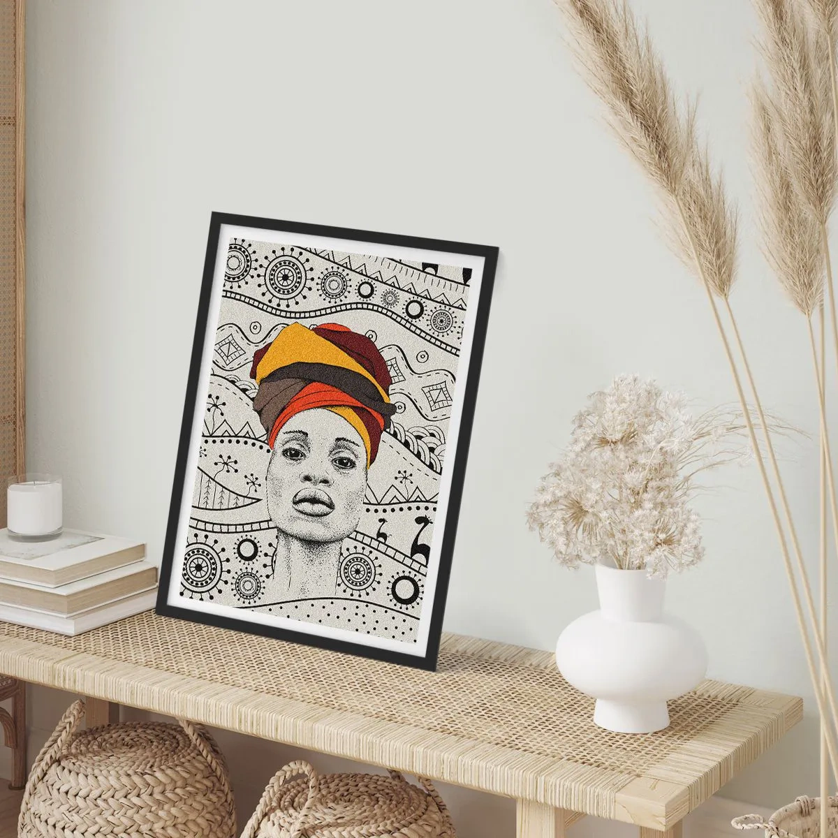 Affiche dans un cadre noir - Poster - patriarche africain - 50x70cm - Portrait Africain - Décoration murale moderne pour le salon et la chambre ARTTOR