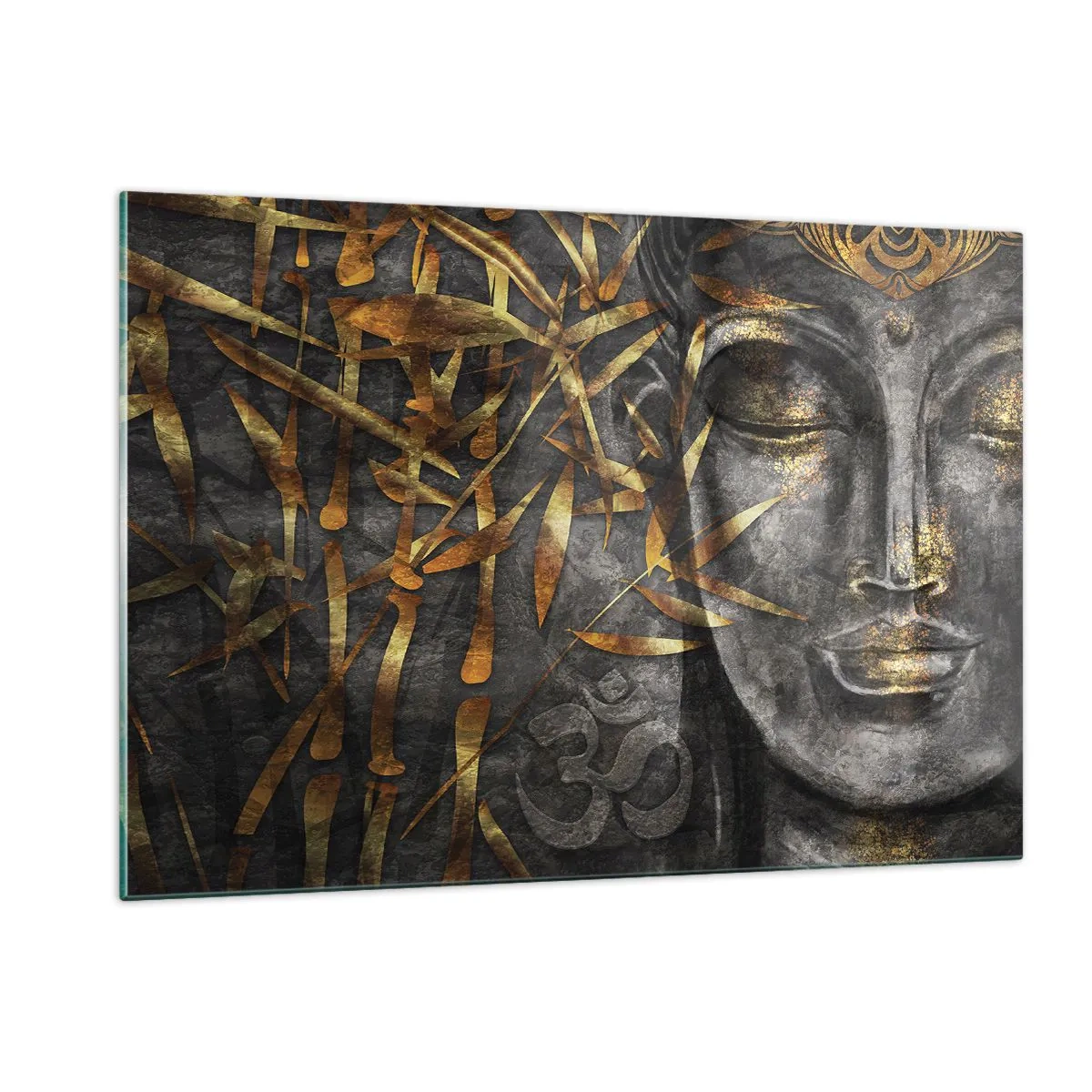 Impression sur verre - Image sur verre - Image de Bouddha doré sur fond de bambou - 120x80cm - Ressentir le calme - Décoration murale moderne pour le salon et la chambre ARTTOR