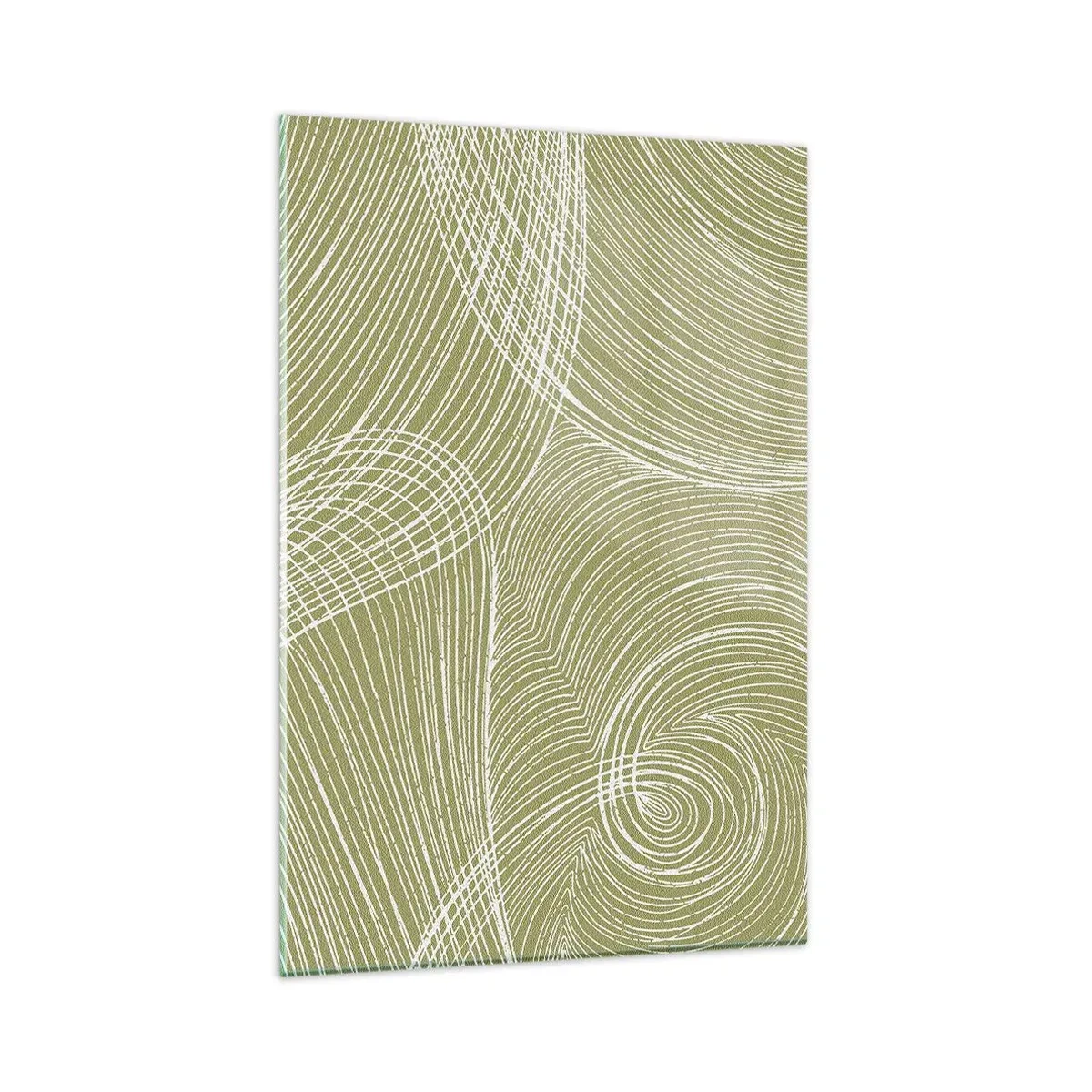 Impression sur verre - Image sur verre - Lignes vertes et blanches dans une composition abstraite - 80x120cm - Abstraction complexe de blanc - Décoration murale moderne pour le salon et la chambre ARTTOR