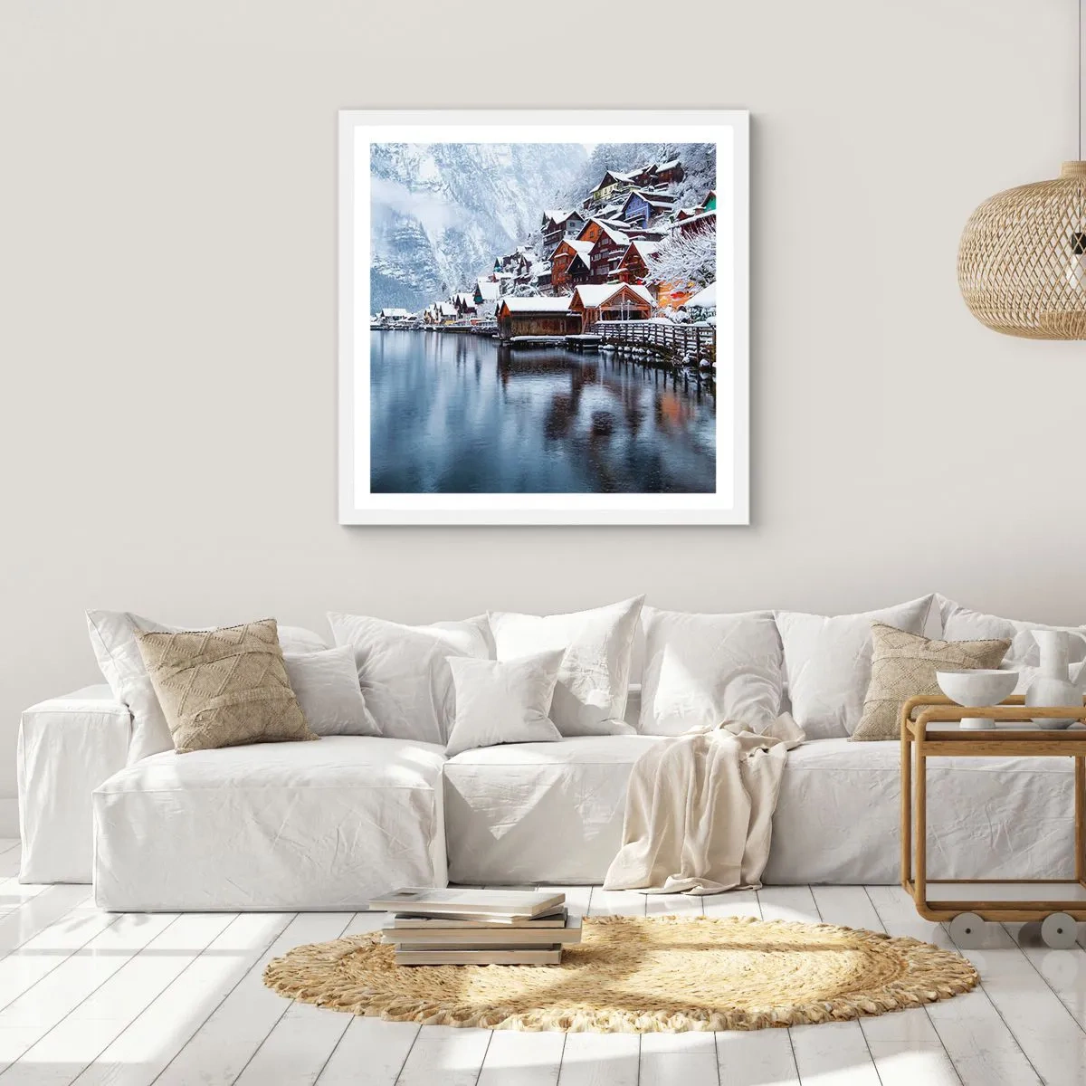 Affiche dans un cadre blanc - Poster - En décoration hivernale - 40x40 cm