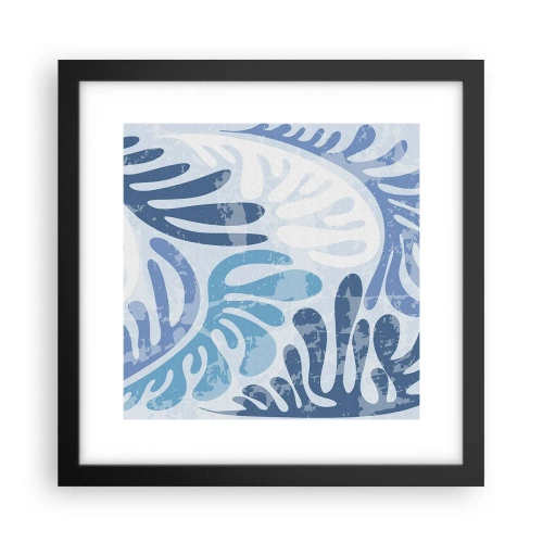 Affiche dans un cadre noir - Poster - Fougères bleues - 30x30 cm